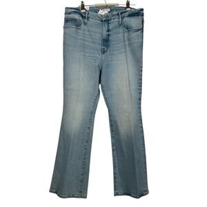 NWT Good American Good Classic High Rise Crossover Waist Jeans Blue848 Size 16